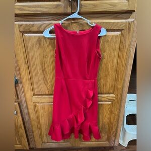 Calvin Klein Ruffled Sleeveless Red Dress Size 4